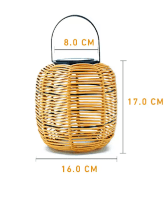 Kago Maru Lantern, a stylish bamboo lantern with dimensions: 17cm height, 16cm width, and 8cm depth.