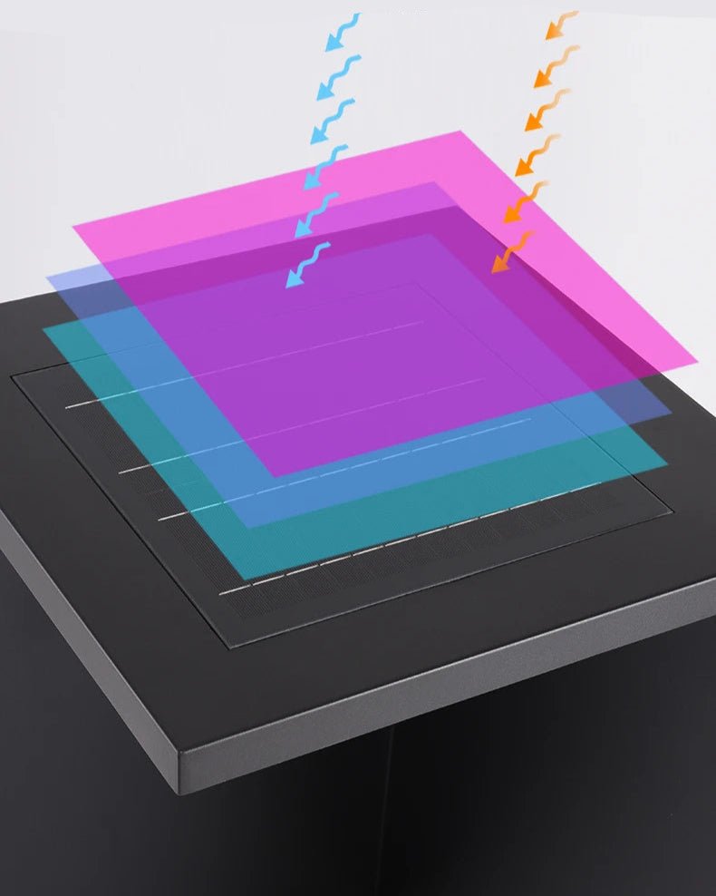 Shikaku table light with integrated solar panel and 8–12 hour runtime