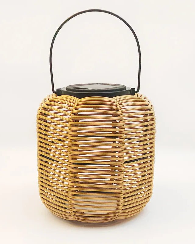 Kago Maru Lantern with a natural woven design and metal handle, inspired by Japandi aesthetics.
