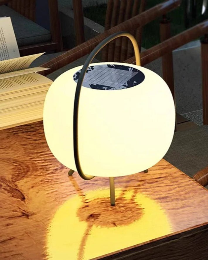 Tama Lantern placed on table creating warm Japandi ambiance