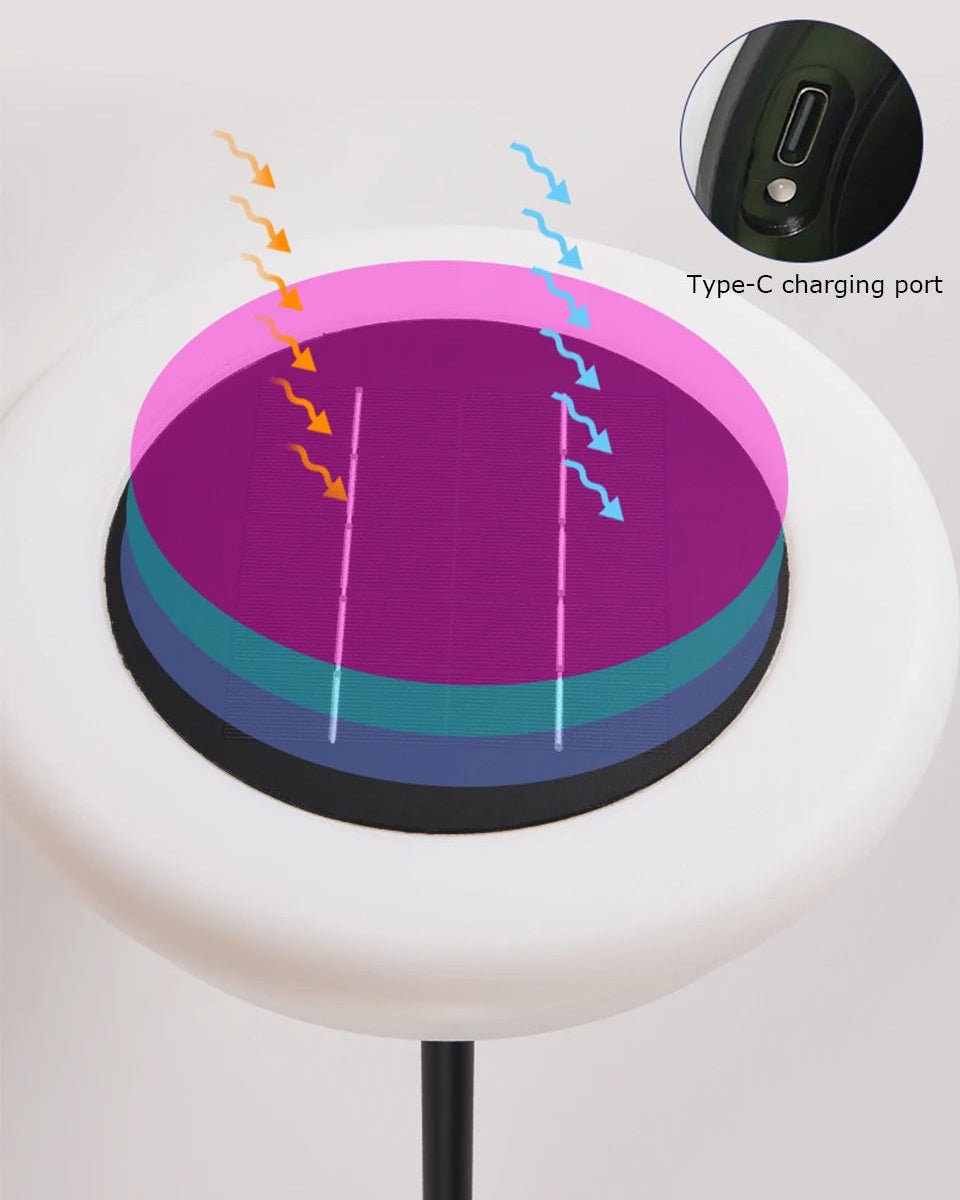 En Column with integrated solar panel and 8–12 hour runtime