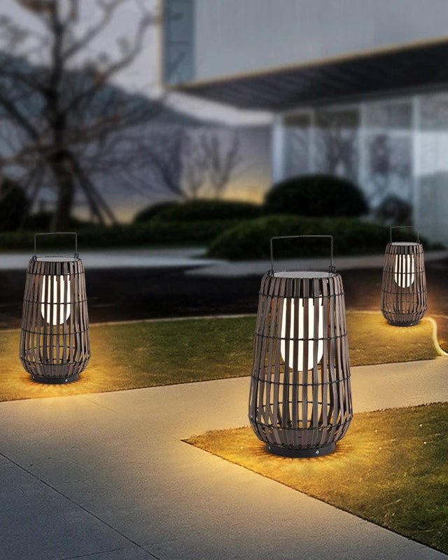 Shibui Lantern casting a warm glow in a serene garden setting