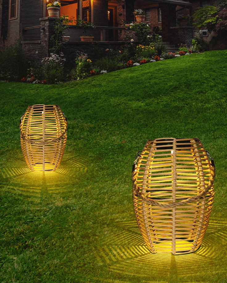 Kago Lantern casting warm ambient light in a serene garden setting