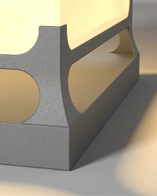 Kado Ground Light close-up showing the elegant base design and solar-powered illumination feature.